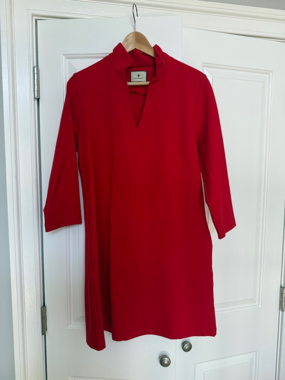 Tuckernuck Bright Red V-Neck Shift Dress